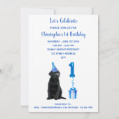 1e Verjaardag Puppy Theme Pawty - Schattigee hond Kaart (Achterkant)