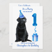 1e Verjaardag Puppy Theme Pawty - Schattigee hond Kaart (Voorkant / Achterkant)