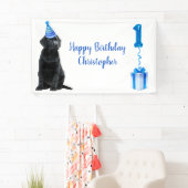 1e Verjaardag Puppy Theme- Schattige Dog Blue Boy  Spandoek (Insitu)