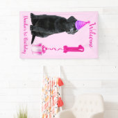 1e Verjaardag Puppy Theme- Schattige Dog Pink Meis Spandoek (Insitu)