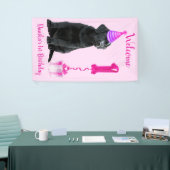 1e Verjaardag Puppy Theme- Schattige Dog Pink Meis Spandoek (Beurs)