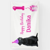 1e Verjaardag Puppy Theme- Schattige Dog Pink Meis Spandoek (Verticaal)