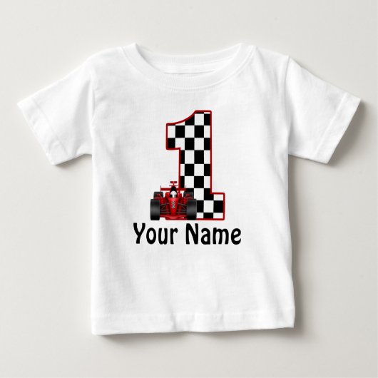 1e verjaardag race auto gepersonaliseerd Shirt (Voorkant)