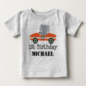 1e Verjaardag Race Auto Gepersonaliseerd T-shirt (Voorkant)