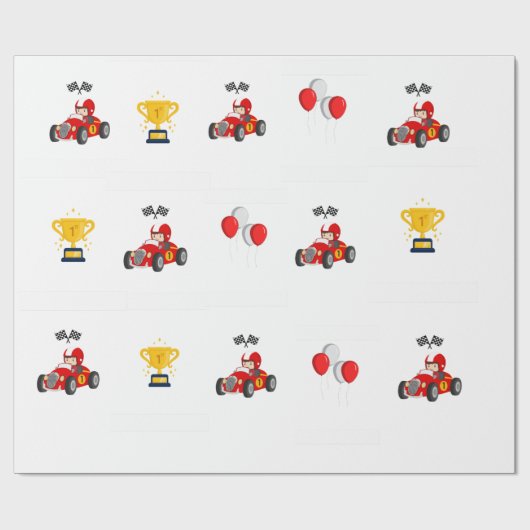 1e verjaardag raceauto inpakpapier (Vlak)