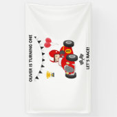 1e Verjaardag Raceauto Spandoek Bewerkbaar (Verticaal)