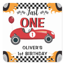 1e Verjaardag Racing Auto Favor Sticker