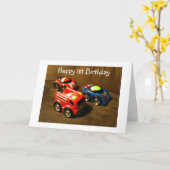 1e VERJAARDAG - RACING CAR GREETING Kaart (Gele Bloem)