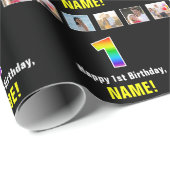 1e verjaardag: Regenboog "1"; Aangepaste foto's &  Cadeaupapier (Rol Hoek)