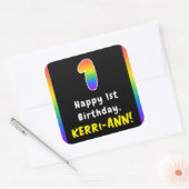 1e verjaardag: Regenboogspectrum # 1, Aangepaste n Vierkante Sticker (Envelop)
