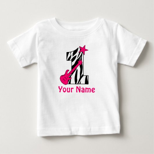 1e verjaardag Rockstar Zebra Gepersonaliseerd Shir (Voorkant)