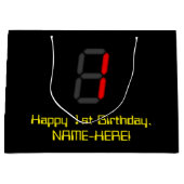 1e verjaardag: Rode digitale klok stijl "1" + naam Groot Cadeauzakje (Voorkant)
