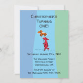 1e verjaardag rode hond met doggie ballon party kaart (Achterkant)