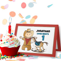 1e Verjaardag Rodeo Cowboy Wild West Fun Cartoon