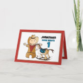 1e Verjaardag Rodeo Cowboy Wild West Fun Cartoon Kaart (Voorkant)