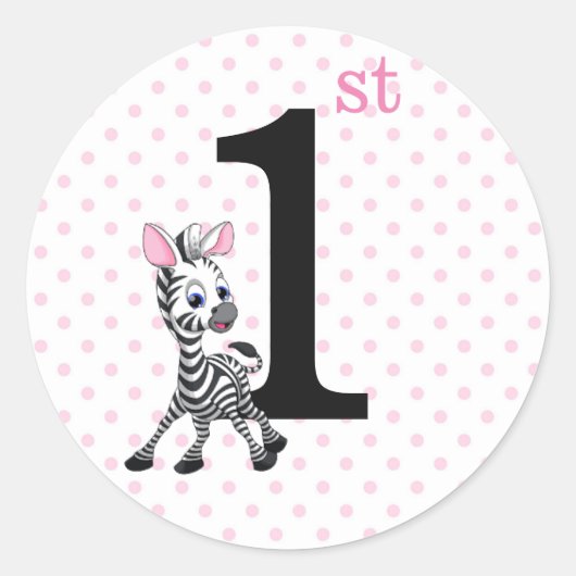 1e verjaardag  ronde sticker (Voorkant)