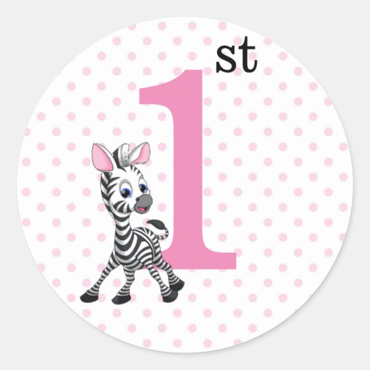 1e verjaardag ronde sticker (Voorkant)