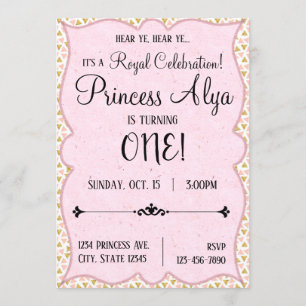 1e verjaardag Royal Celebration Princess Invitatio Kaart