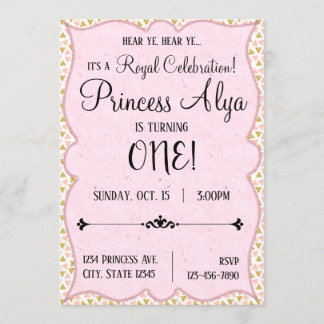 1e verjaardag Royal Celebration Princess Invitatio Kaart