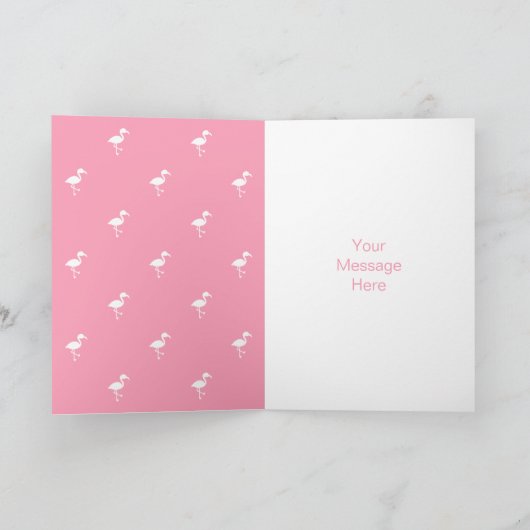 1e Verjaardag Roze Flamingo Happy Bird-day Kaart (Binnen)