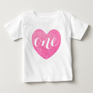 1e verjaardag Roze glitter Heart-Print Aangepast