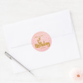 1e Verjaardag Roze & Goudfolie Confetti Stickers (Envelop)