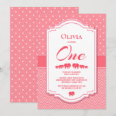 1e verjaardag roze olifanten feest kaart (Voorkant / Achterkant)