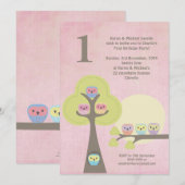 1e verjaardag Roze Partij Nacht Uitnodiging van de (Voorkant / Achterkant)