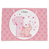 1e verjaardag roze prinses olifant party groot cadeauzakje (Voorkant)