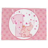 1e verjaardag roze prinses olifant party groot cadeauzakje (Achterkant)
