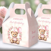 1e Verjaardag Roze Rozen Schattige Teddybeer Bedankdoosjes