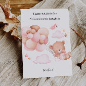 1e verjaardag roze teddybeer kaart