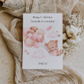 1e verjaardag roze teddybeer kaart