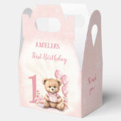 1e verjaardag roze teddybeer nummer gunst dozen bedankdoosjes (Geopend)