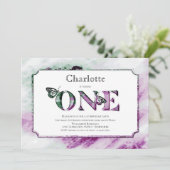 1e verjaardag Rustic Paars Groen Feestje Kaart (Staand voorkant)
