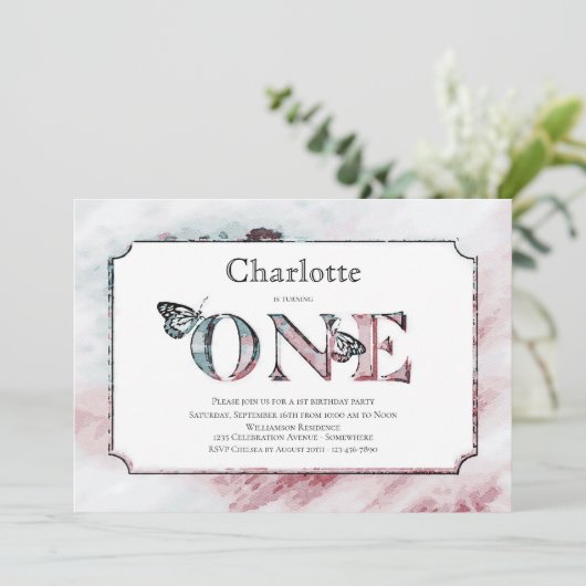 1e verjaardag: Rustic Terracotta Gray Party Kaart (Staand voorkant)