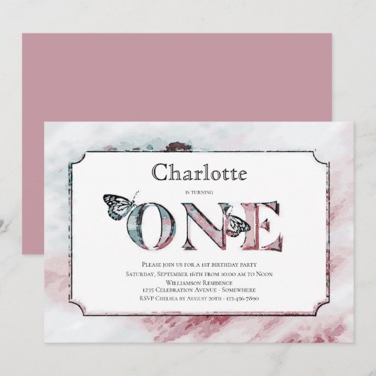 1e verjaardag: Rustic Terracotta Gray Party Kaart (Voorkant / Achterkant)