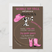 1e Verjaardag Saddle Up Cowgirl Boots Pet en Lasso Kaart (Voorkant)