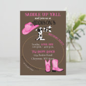 1e Verjaardag Saddle Up Cowgirl Boots Pet en Lasso Kaart (Staand voorkant)