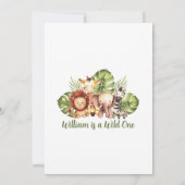 1e Verjaardag Safari Dieren Schattige Oerwoud Wild Kaart (Achterkant)