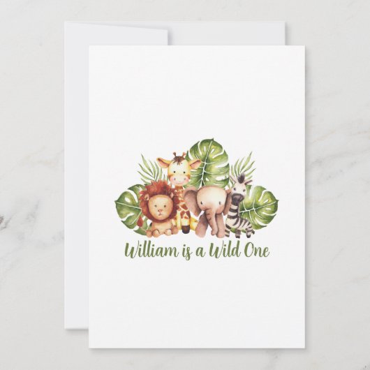 1e Verjaardag Safari Dieren Schattige Oerwoud Wild Kaart (Achterkant)