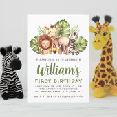 1e Verjaardag Safari Dieren Schattige Oerwoud Wild Kaart