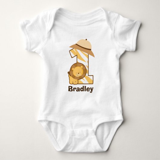 1e Verjaardag Safari Lion Romper T shirt (Voorkant)