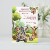 1e verjaardag Safari Wild One Jungle bedankkaart (Staand voorkant)