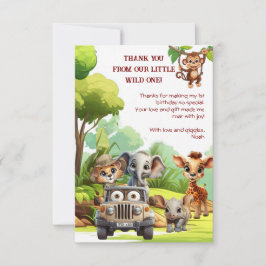 1e verjaardag Safari Wild One Jungle bedankkaart