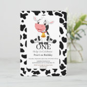 1e Verjaardag Schattig Zwart Wit Baby Koe Kaart (Staand voorkant)