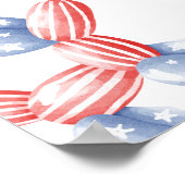 1e Verjaardag Schattige Ballon 4th Juli Feest Welk Poster (Hoek)