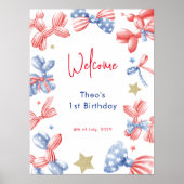 1e Verjaardag Schattige Ballon 4th Juli Feest Welk Poster (Voorkant)