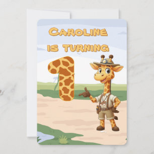 1e verjaardag Schattige verkenner Giraf op safari Kaart