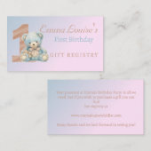 1e Verjaardag Schattigee Teddy Bear Gift Registry Informatiekaartje (Voorkant / Achterkant)